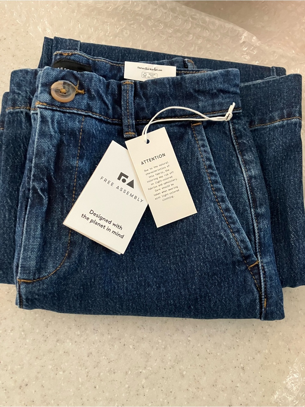 NWT Size 0 Free Assembly Dark Wash Wide Leg Denim Trouser Jeans
